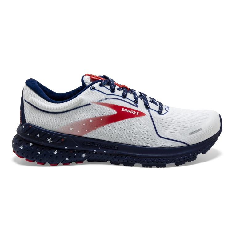Brooks Adrenaline GTS 21 Men's Walking Shoes - White/Blue/Red (65013-YHAV)
